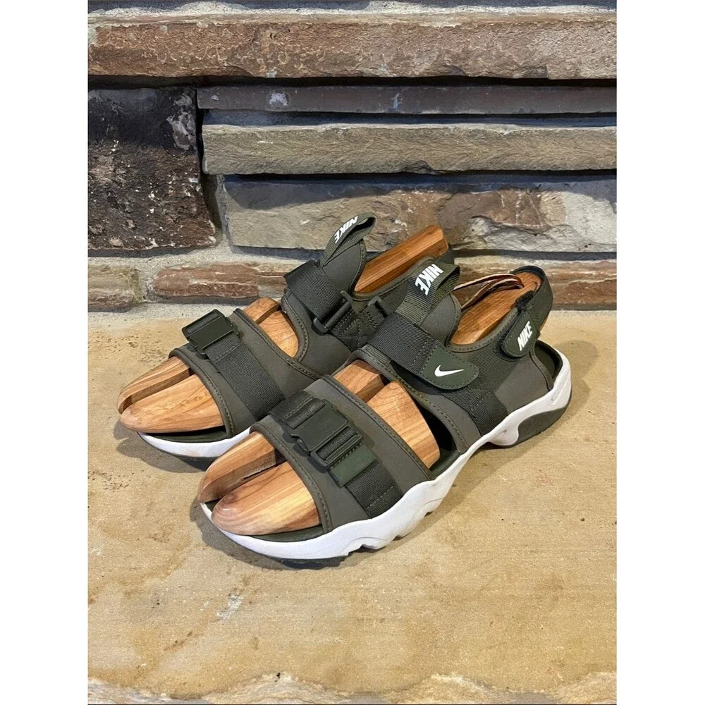 Nike Canyon Olive Green Athletic Sandals with White Sole